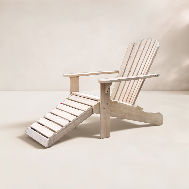 Aredale Solid Wood Adirondack Chair with Ottoman, Wheat