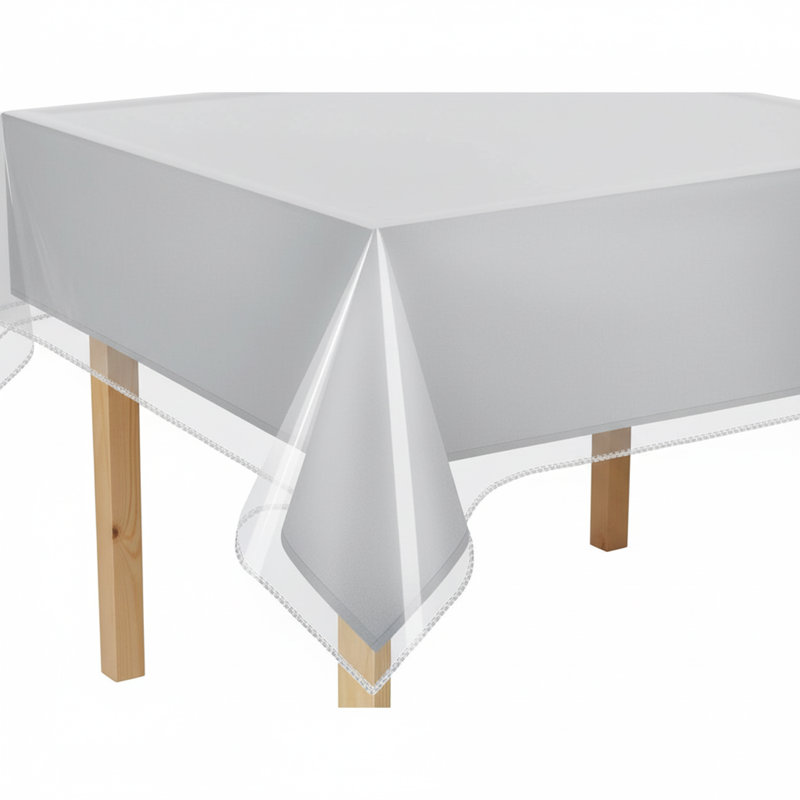Clear Waterproof Vinyl Table Cover Protector, 60" × 108" Heavy-Duty Crystal Clear Tablecloth for Rectangular Dining Tables