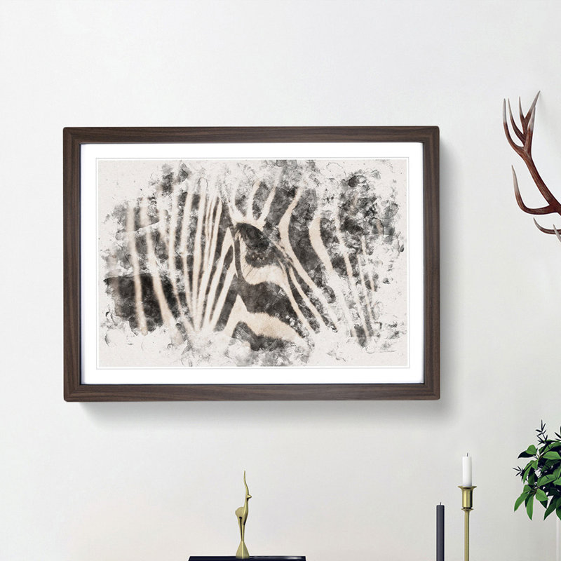 Eye Of The Zebra - Single Picture Frame Painting on MDF, 45cm H x 63cm W x 2cm D, Walnut Framed