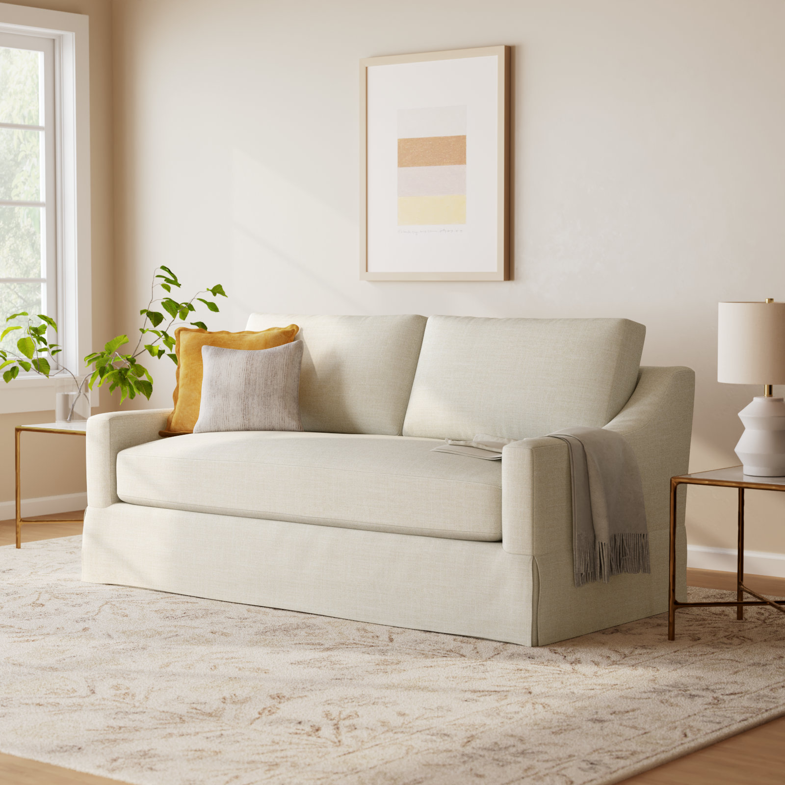 Cranbrook 78'' Upholstered Sofa, Conversation Pearl Basketweave
