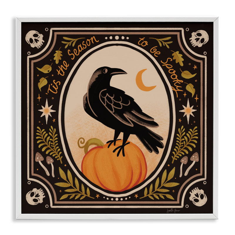 Giclée noire Spooky Season, giclée par Janelle Penner, H 17 po x l 17 po, Estampe numérique encadrée blanc bord de mer