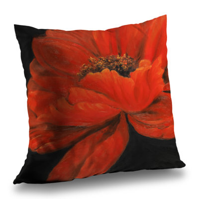 Red Petal Flower - Floral Bedroom Poly Twill Throw for – Throw Pillow Cover Only, Double-Sided Print, Insert Not Included
