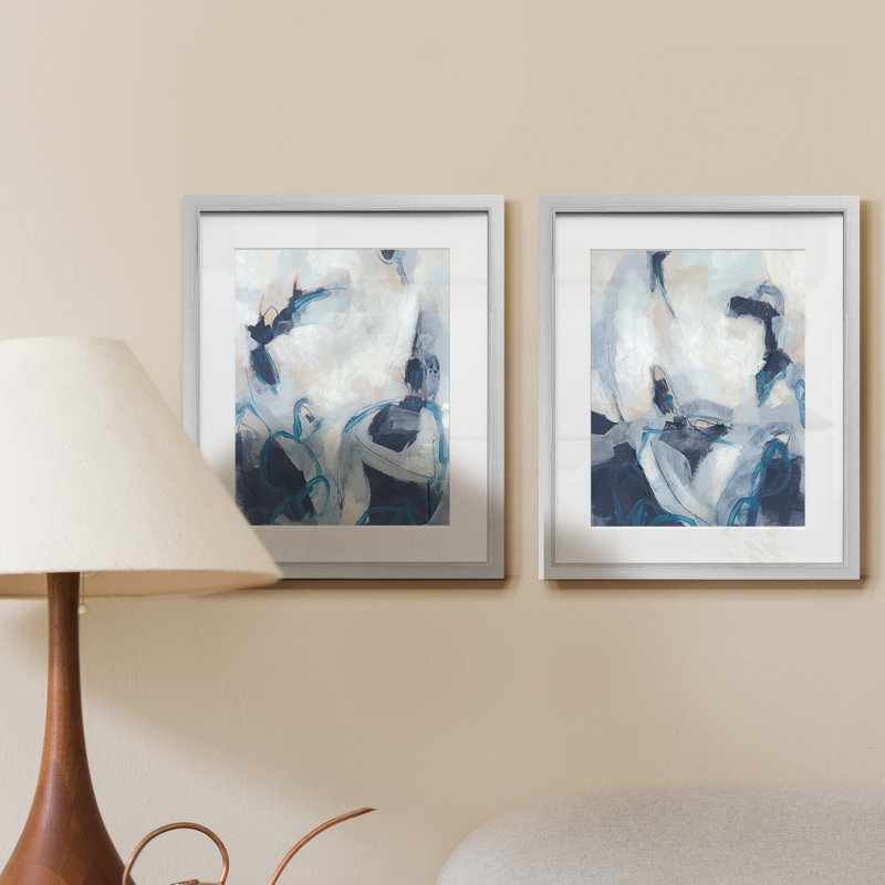 Processus bleu I-ensemble de 2 reproductions d’art graphique encadrées sur papier