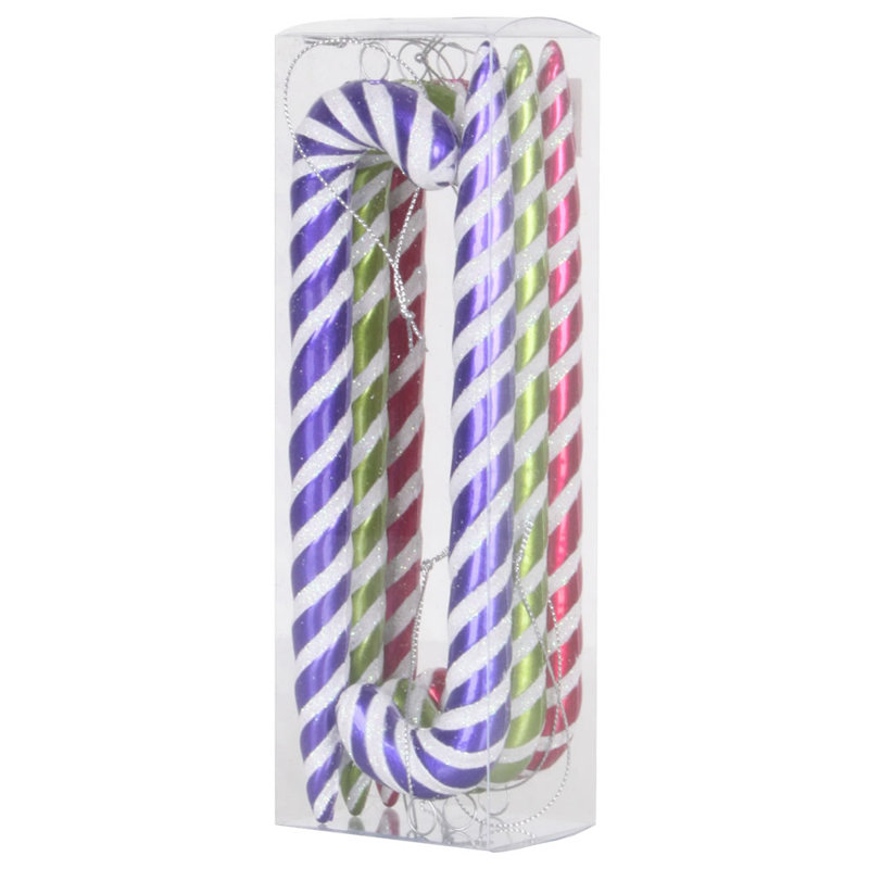 Ornement en forme de canne à sucre 7,5 po, Rouge / Blanc