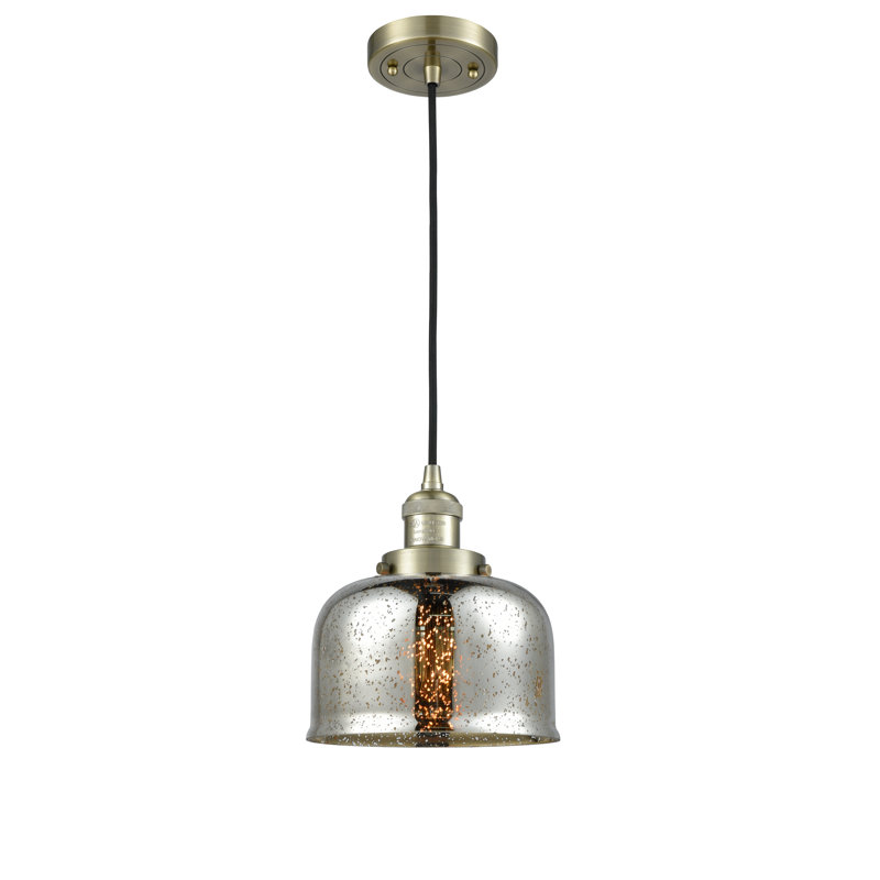 Luminaire suspendu pour îlot de cuisine 1 lumière Cedeno, Boîtier blanc mat, Ampoule DEL 6 watts Vinage, Laiton antique