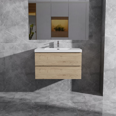 Meuble-lavabo flottant simple avec lavabo à surface solide Reada