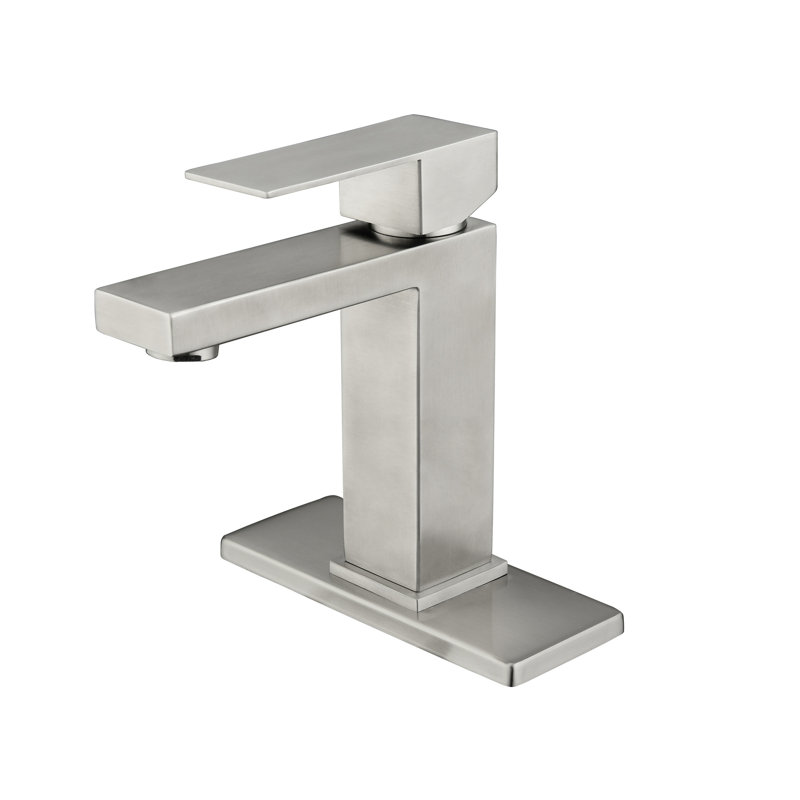 Robinet de lavabo de salle de bain en nickel brossé, robinet de robinet cascade à poignée simple, acier inoxydable haut et durable, empreinte digitale corrosive - finition, éclaboussure silencieuse - qualité de meuble-lavabo fonctionnant à écoulement d'eau