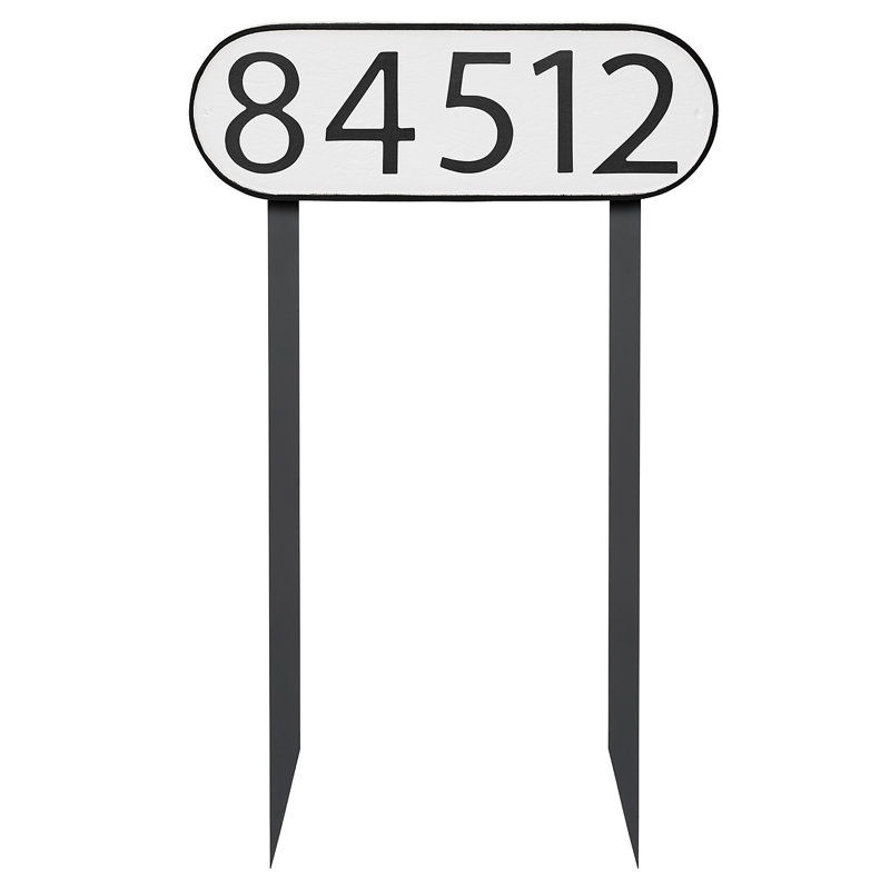 Enseigne d’adresse pour pelouse sur 1 ligne, Blanc, Noir