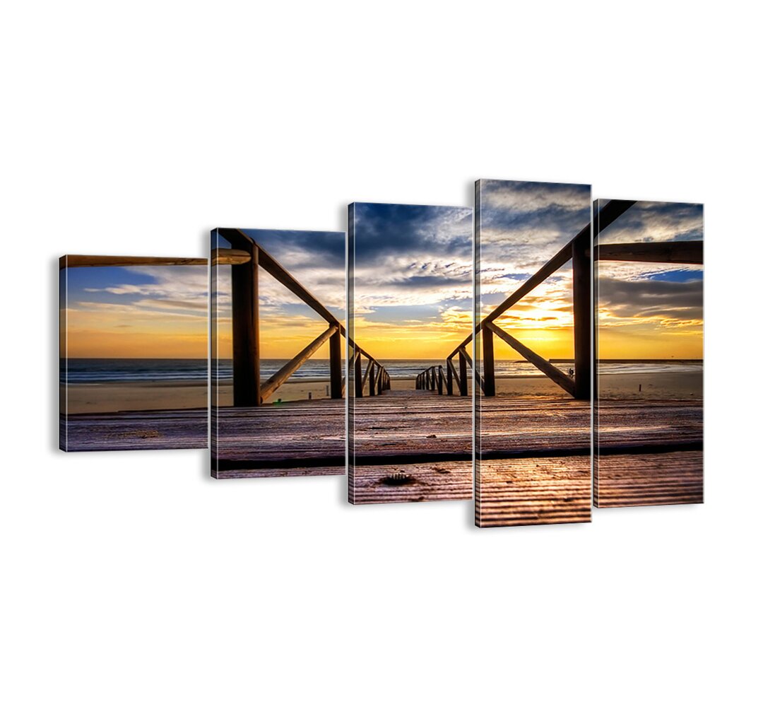 5-tlg. Leinwandbilder-Set - Fotografie „Straight to a Quiet Beach at Sunset”