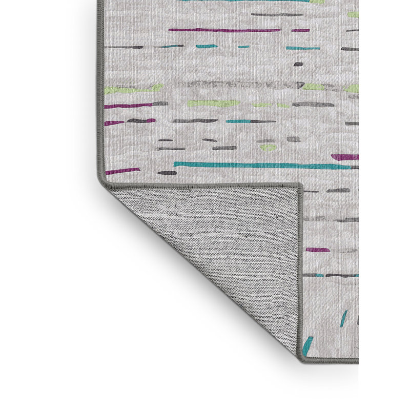 Machine Washable Gray Area Rug, Round 6'