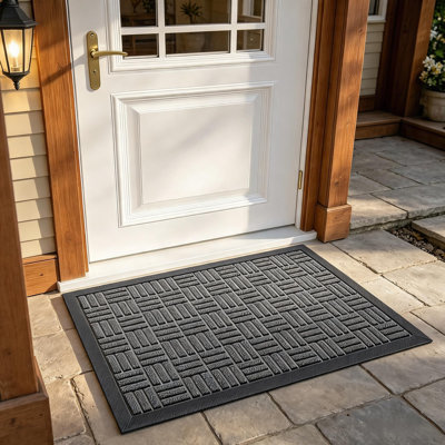 Indoor Gray Floor Mat, Made Of Natural Rubber, Water-Absorbent, Wear-Resistant, And Anti-Slip, Stain-Resistant And Colorfast, Thin Design Suitable For Home Doors