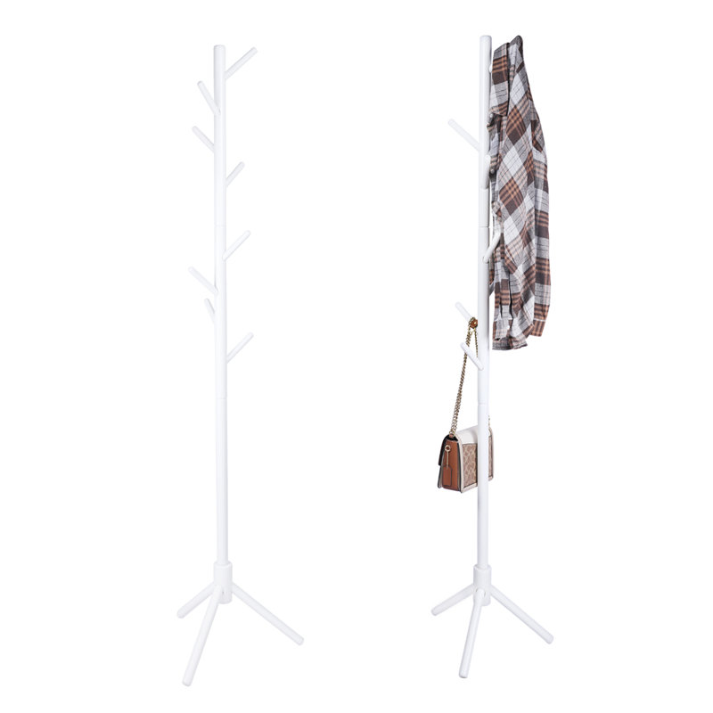 Freestanding 8 - Hook Coat Rack, White