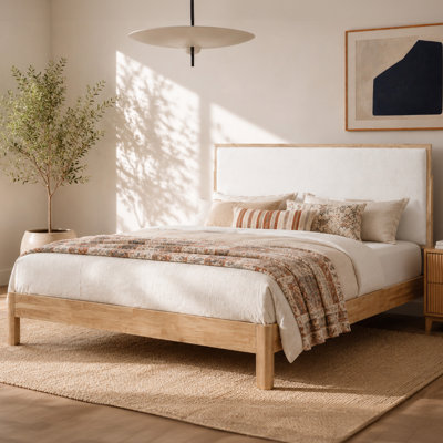 Luca Solid Wood Upholstered Boucle Bed Frame