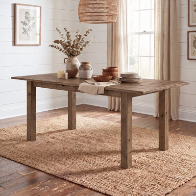 Table de salle à manger rectangulaire extensible en bois de pin massif récupéré pour 4 à 6 personnes, table de salle à manger pour cuisine, salle à manger