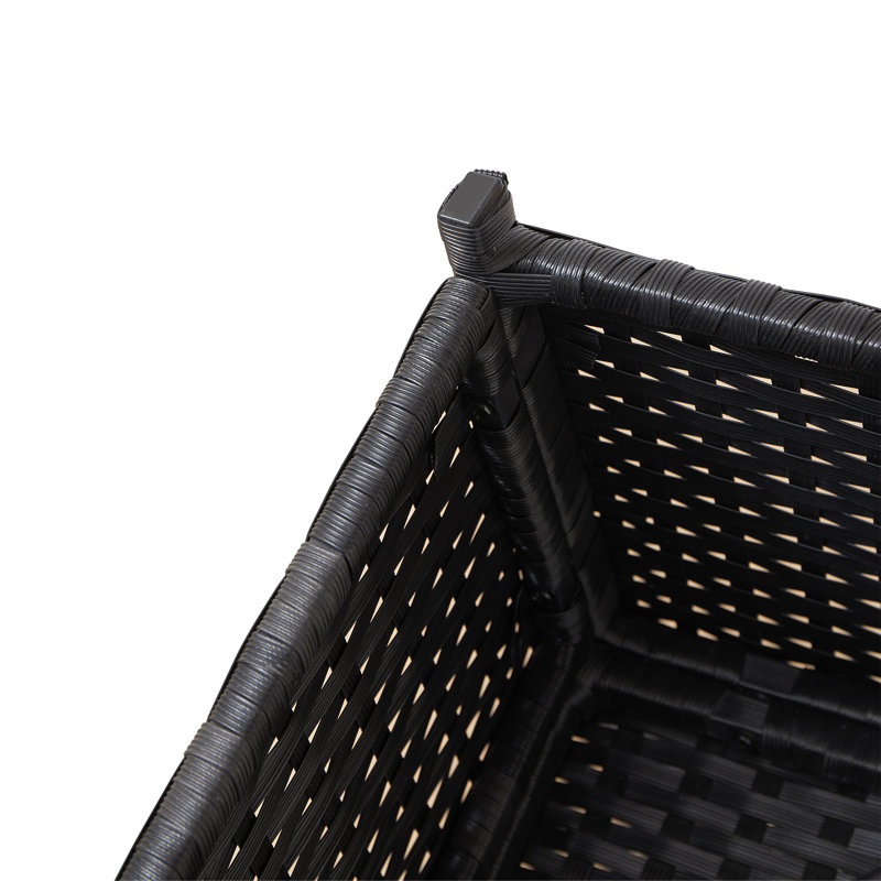 Ensemble modulaire d'extérieur en osier pour 5 personnes avec repose-pieds, Gris, Noir