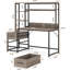 Bureau d'ordinateur gris de 55 pouces avec rehausse, 2 tiroirs et tablettes ouvertes-1587733044
