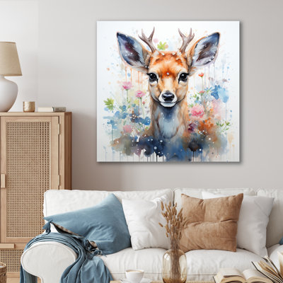 «Deer Portrait Wilderness II» - art mural animal cerf