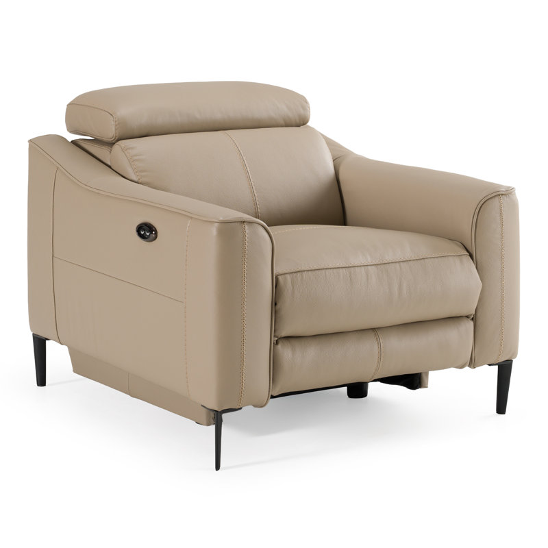 Fauteuil inclinable électrique en cuir Anisia, Taupe