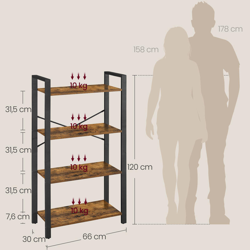 Riggle Bookcase, Rustic Brown