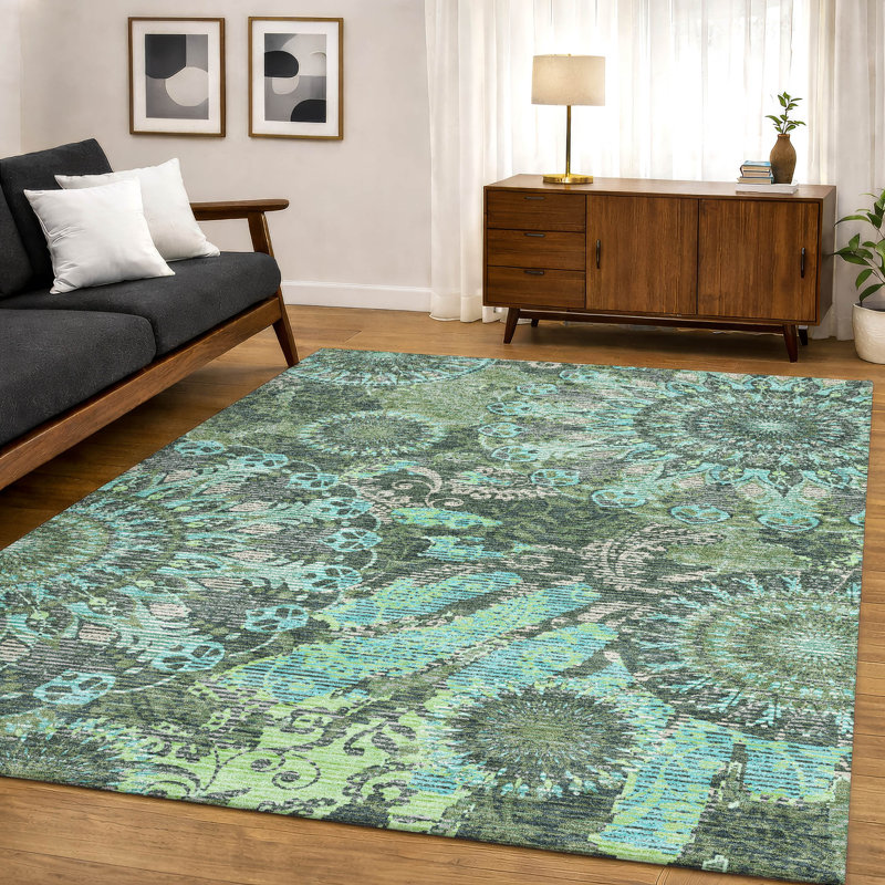 Tapis cachemire de qualité supérieure Mayfield AMF2335, Olive, 5 pi x 7 pi 6 po