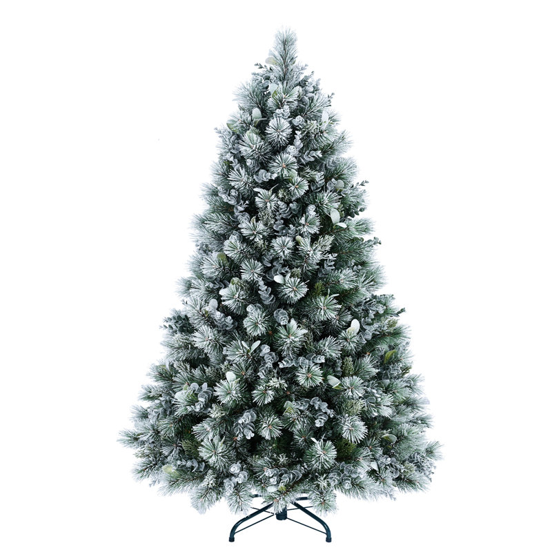 Arbre de Noël artificiel de 4 pi avec pin et eucalyptus, 404 pointes, structure à charnières, support en métal pour atmosphère festive et feuillage d'eucalyptus, branches de branches, décoration de maison de vacances