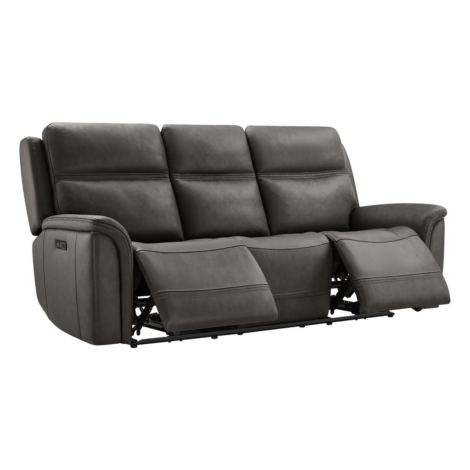 Genuine Leather Power Recliner Sofa, Impression Dark Gray Genuine Leather