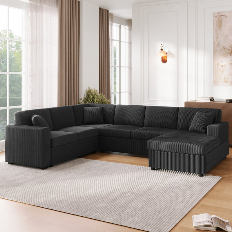 Canapé modulaire surdimensionné en U pour salon, Noir