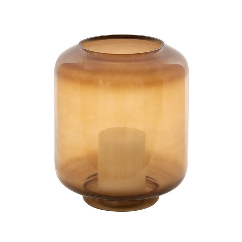 Lampe large ouragan en verre teinté Cole and Gray, H 10 po x l 9 po x P 9 po, Jaune