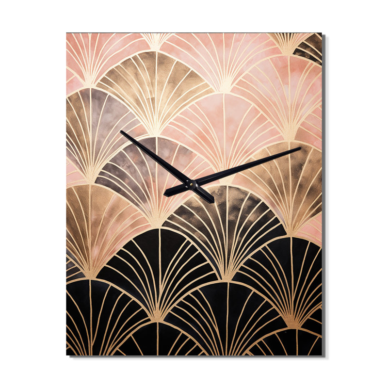 Horloge murale Rose Gold Radiance - formes abstraites surdimensionnée, Médium