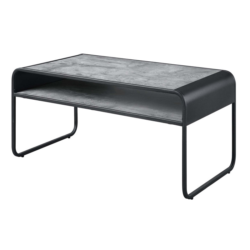 Table basse à 1 tablette en béton gris et noir