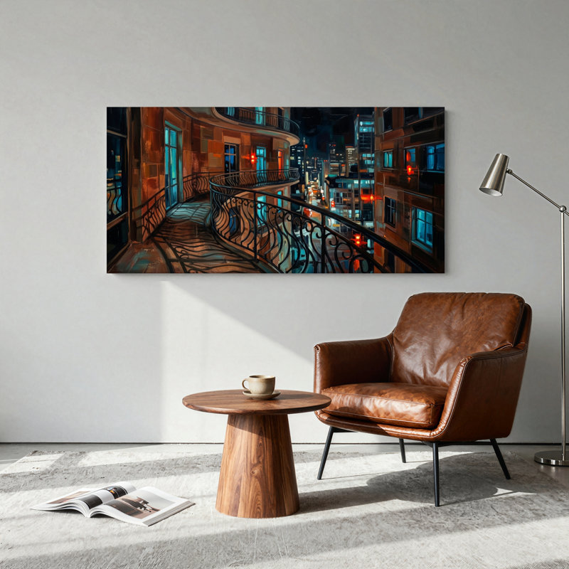 Ensemble de 1 tableau sur toile « Nuit urbaine », L 46 po x H 24 po, Toile tendue