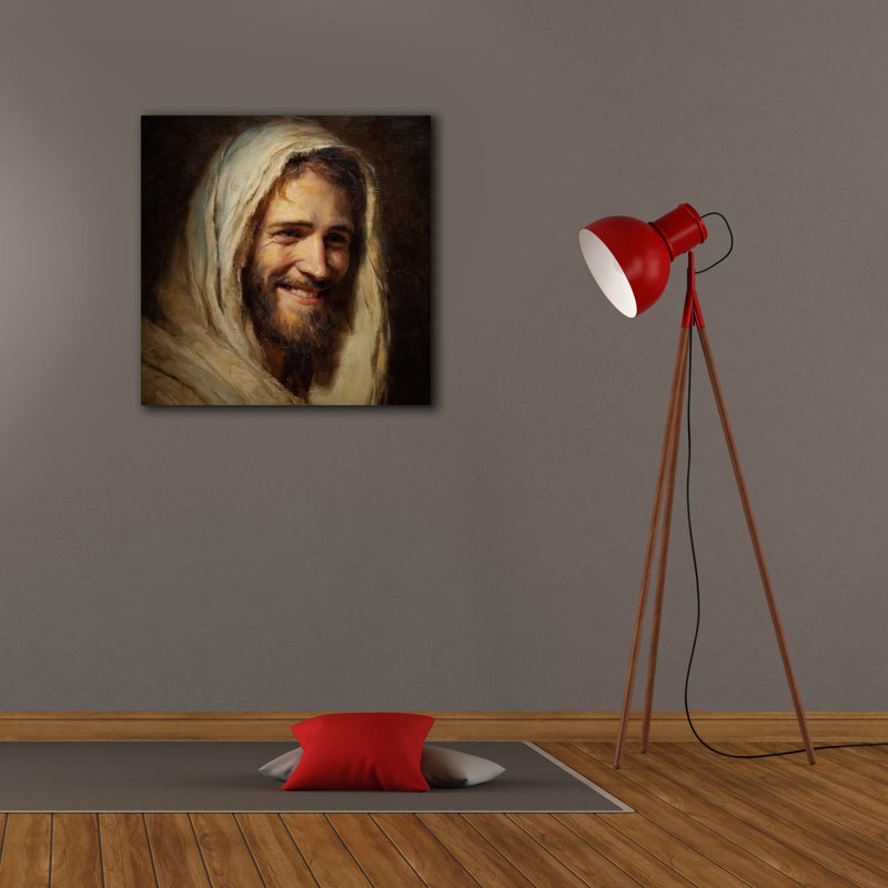  «Sourire Jésus Christ» par Rich Monet, art mural sur toile, 26 po x 26 po, H 26 po x l 26 po