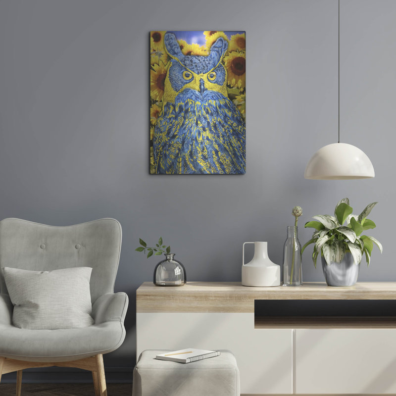 «Eurasian Eagle Owl» par Tim Jeffs, art mural en métal, H 24 po x l 16 po