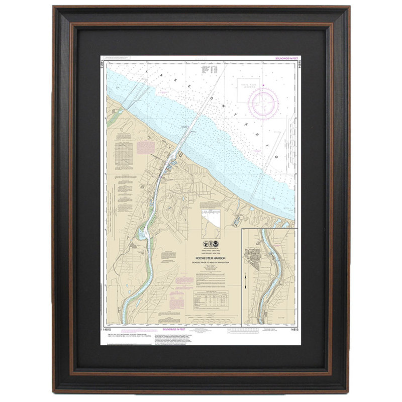 Rochester Harbor | Nautical Chart | Framed Print, 36'' H x 26" W