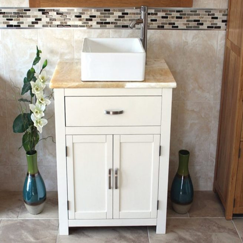 Robeson 750mm Single Bathroom Vanity with Vessel Ceramic Basin, White, Onyx
