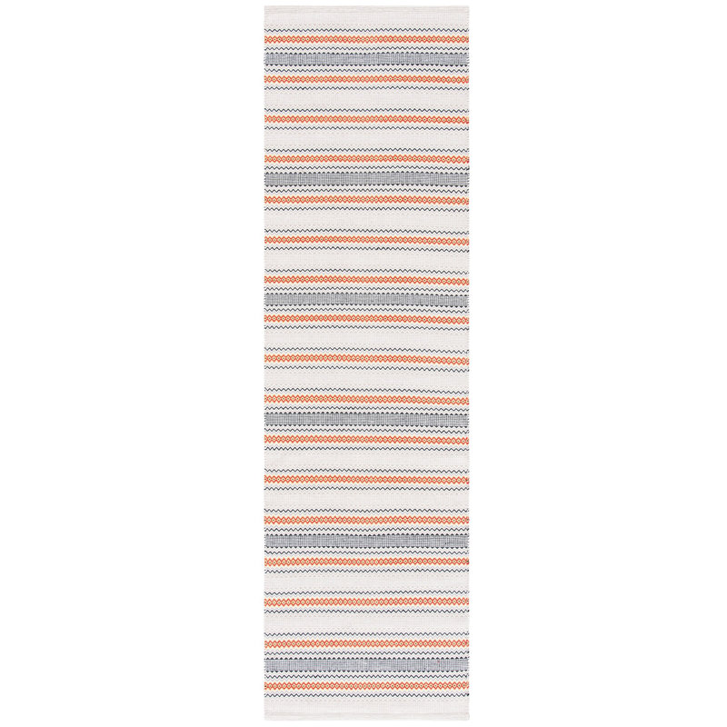 Annia Hand Woven Cotton Striped Rug, Runner 2'3" x 8'