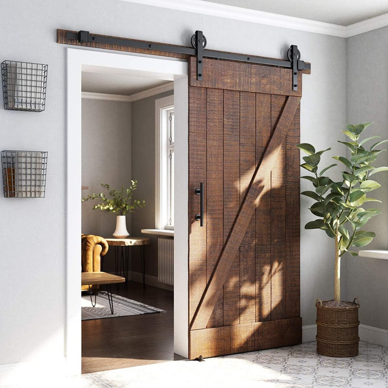 6.6Ft Heavy Duty Sliding Barn Door Hardware Kit, B...