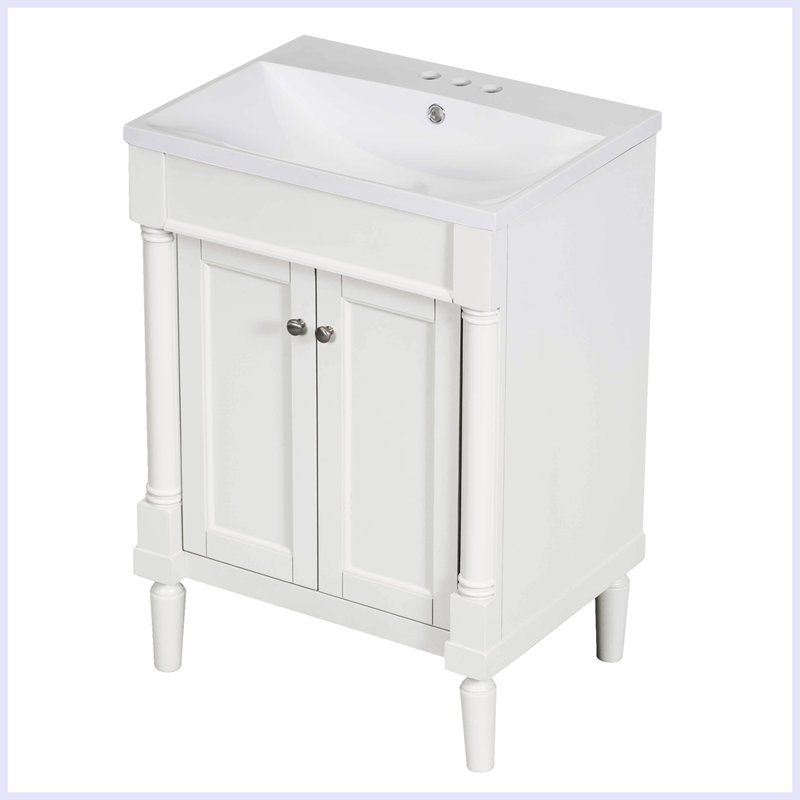 Meuble-lavabo moderne avec lavabo supérieur, Blanc