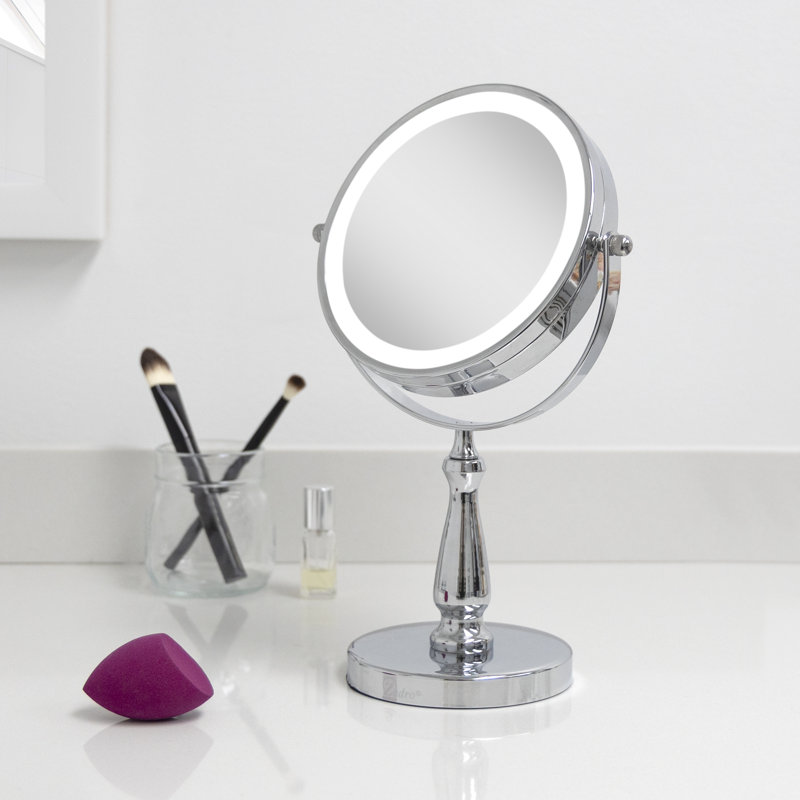 Miroir de maquillage / rasage pivotant à DEL à deux côtés de nouvelle génération, Chrome