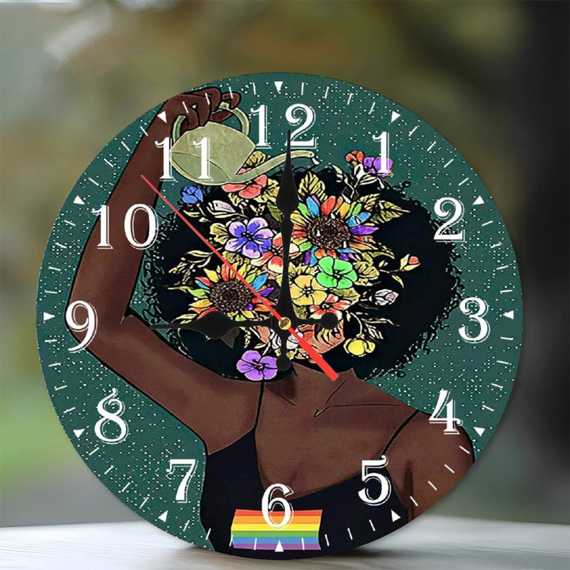 Horloge murale en bois 10 po, mouvement silencieux, à piles (piles AA non incluses), décor artistique, parfait pour les décorations