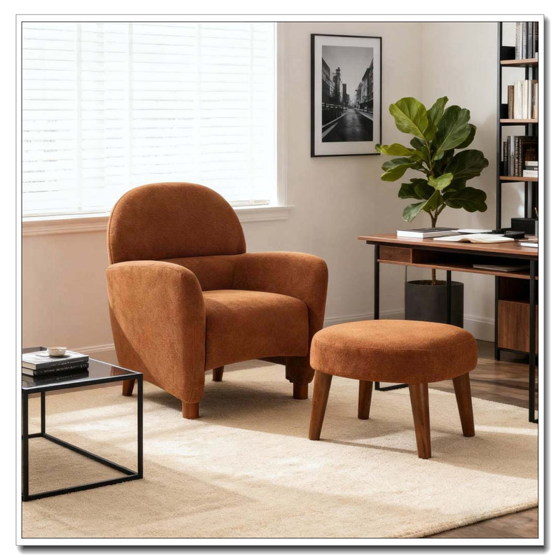 Chaise de loisir rembourrée avec repose-pieds, Orange