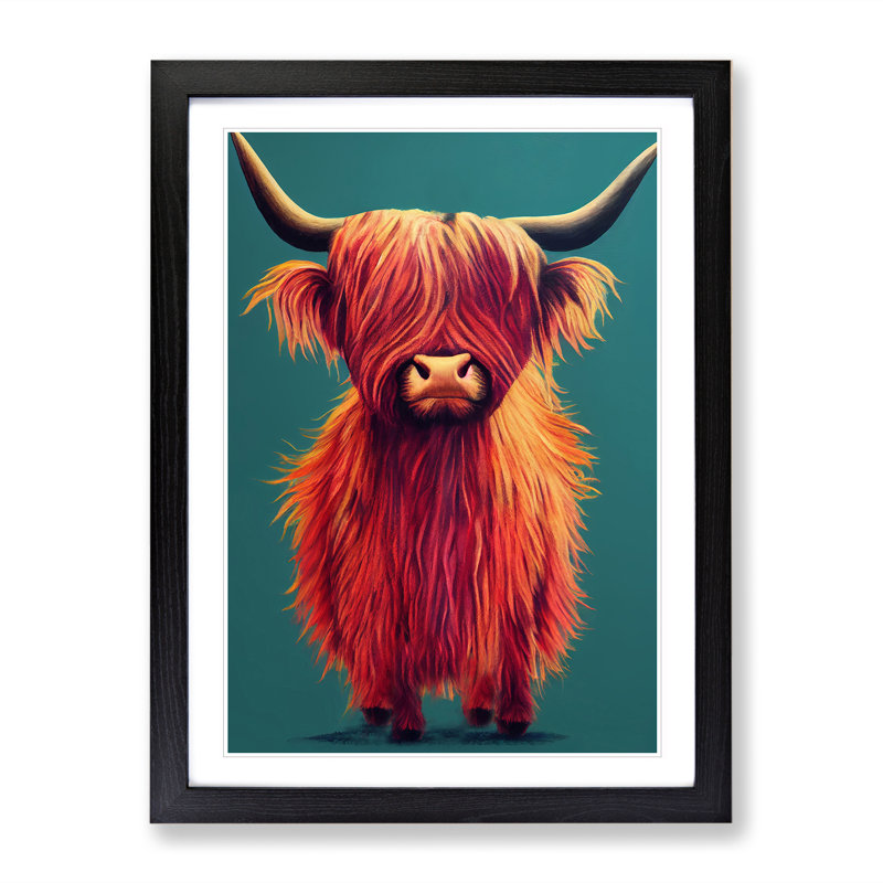 XV1022-575X An Awesome Highland Cow - Single Picture Frame Print, Black, 64cm H x 46cm W x 2cm D