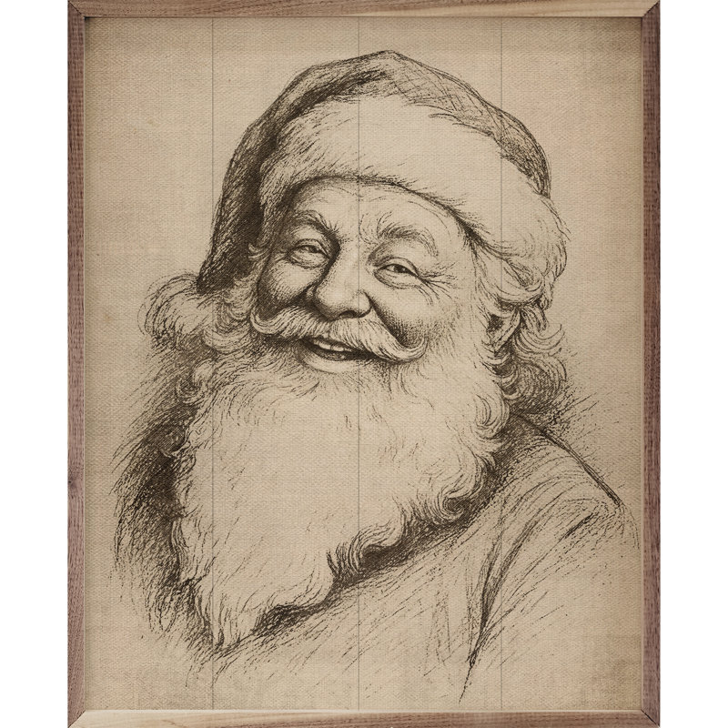 Père Noël linogravure, H 30 po x l 24 po
