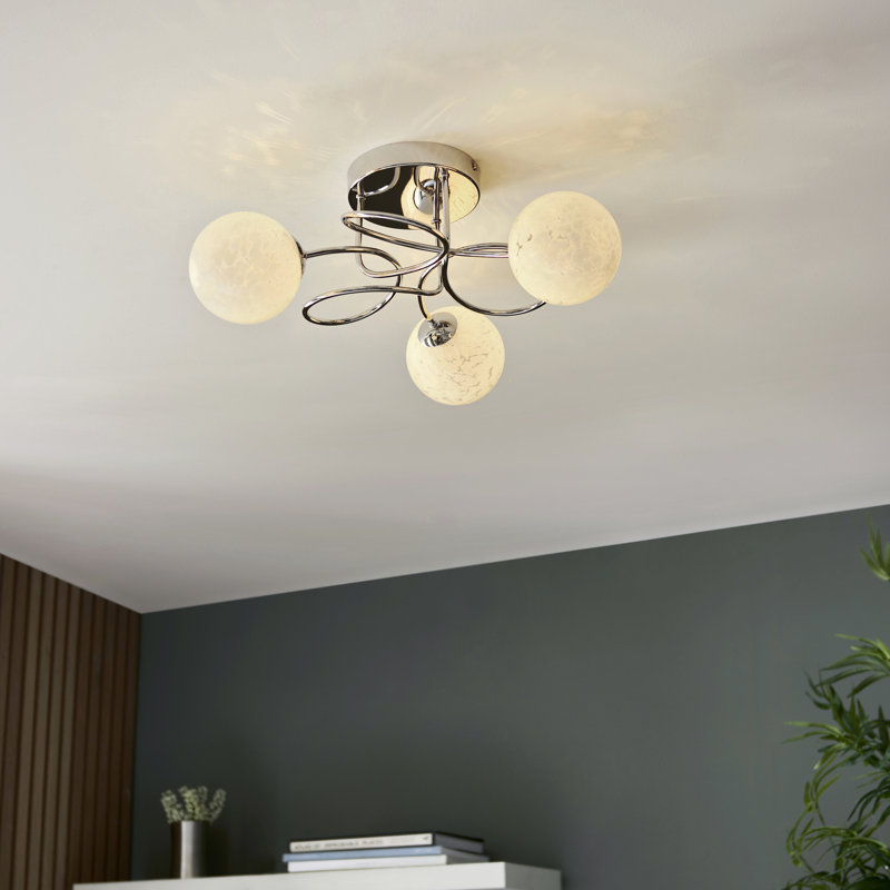 Pankow Glass Semi Flush Mount, Chrome