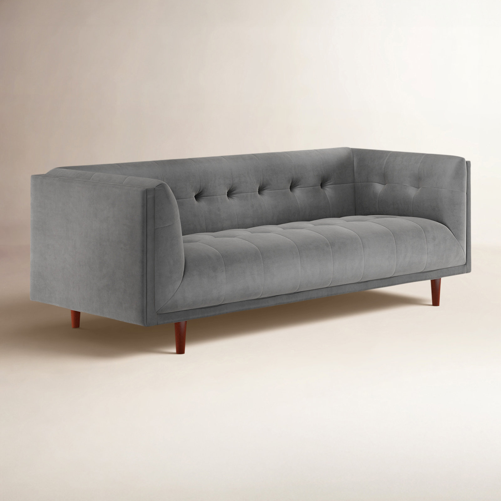 George 82'' Upholstered Sofa, Platinum Gray Velvet