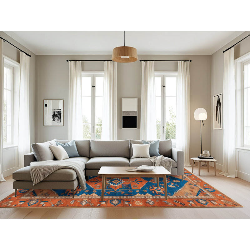 Tapis brun Tabriz lavable à la machine, Rectangulaire 8 pi x 12 pi