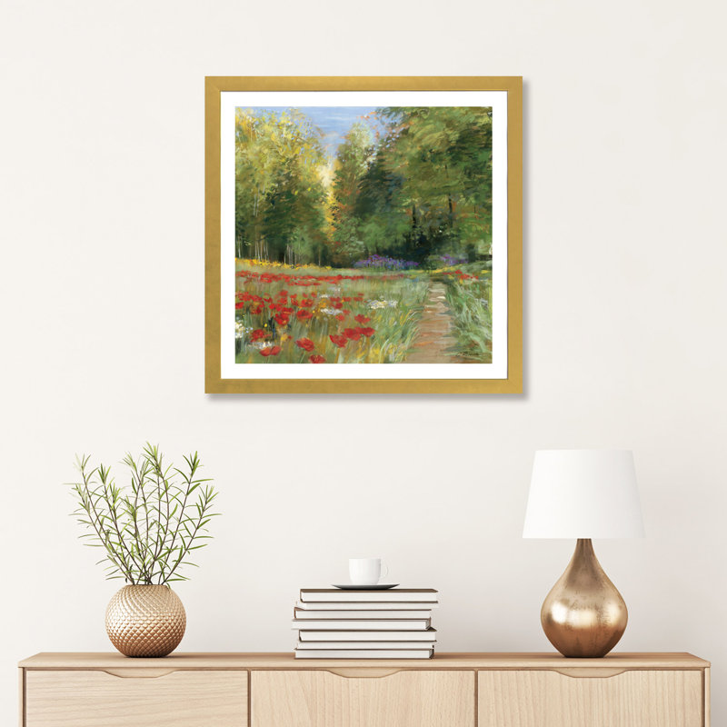 Champ de fleurs par Carol Rowan - reproduction d'art, H 24 po x l 24 po x p 1 po, Encadré en papier doré