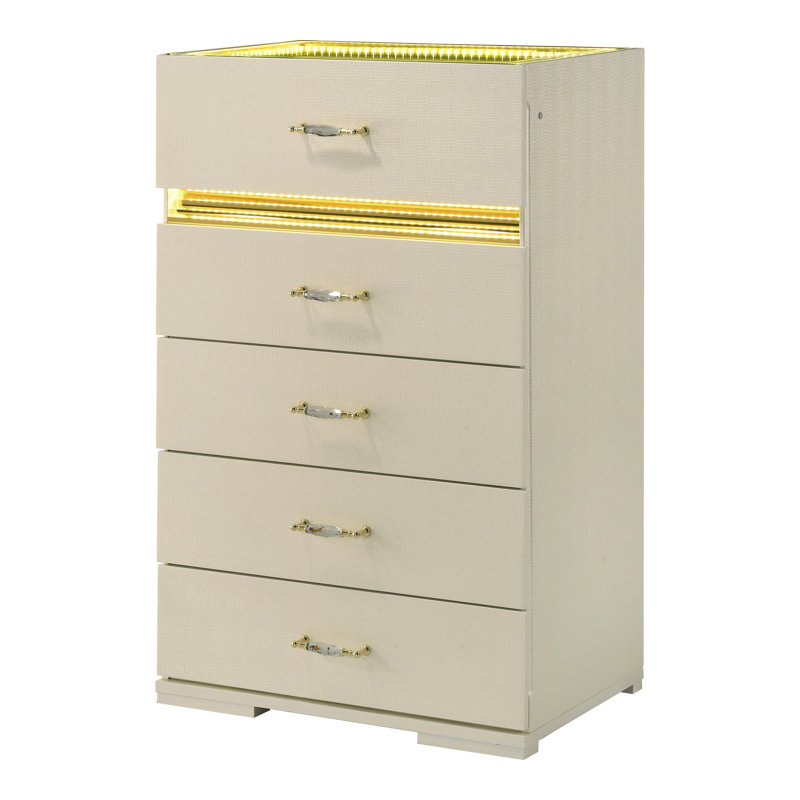 Commode 5 tiroirs Arica, Beige