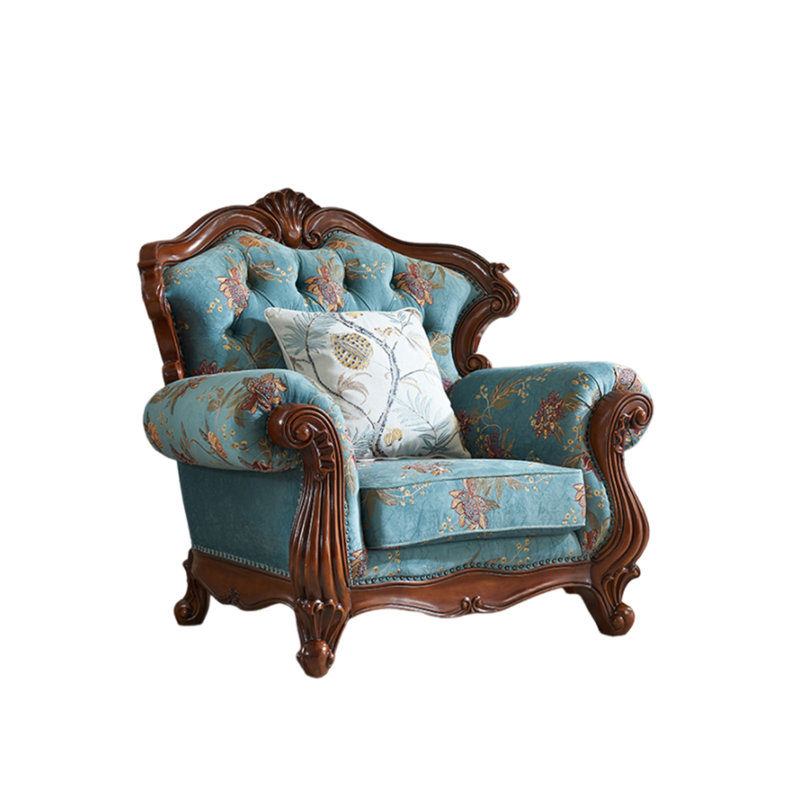 Fauteuil capitonné simple en tissu de bois massif American