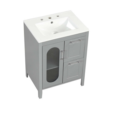 Meuble-lavabo 24 po avec lavabo, meuble-lavabo avec 2 tiroirs et porte, tablette réglable